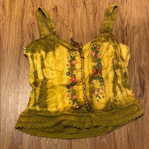 Yellow embroidered floral top